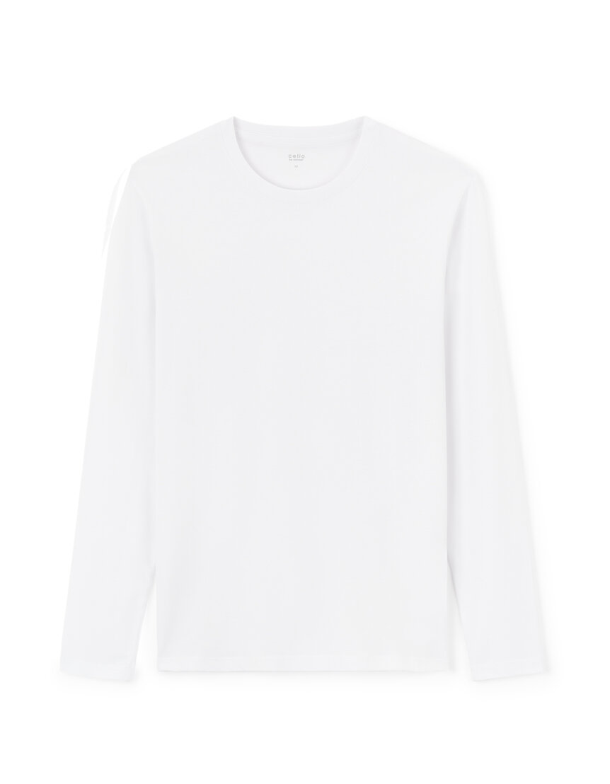 T-shirt regular manches longues - blanc