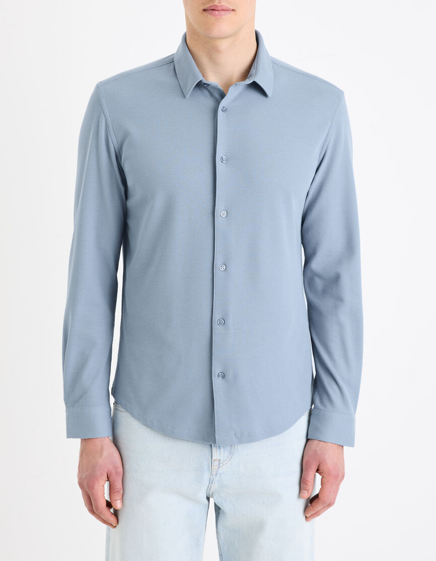 Chemise En Jean Homme Celio Regular Fit - Taille L, Motif Carreaux, Manches Longues