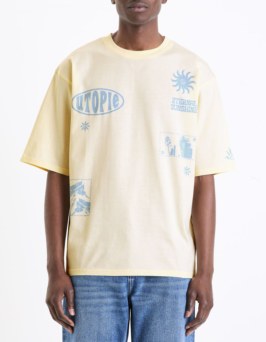 Ecru Slim Fit Round Collar T Shirt main image 0