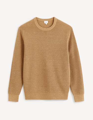 Pull gaufré col rond regular en coton mélangé - anthracite | be Pull gaufré col rond regular en coton mélangé - anthracite | be