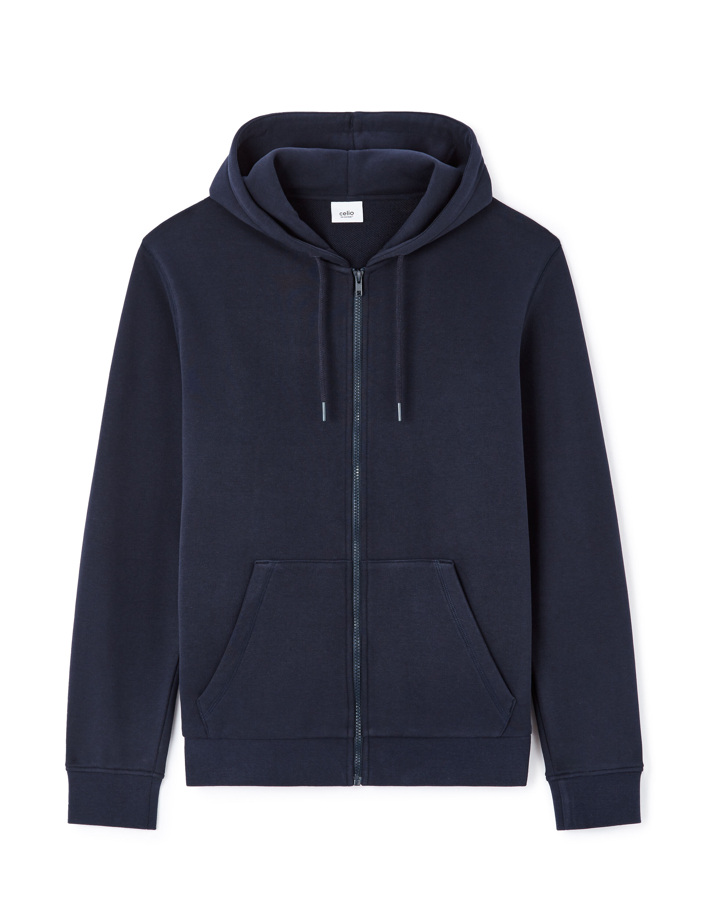 100% cotton zip-up hoodie - navy | celio be normal