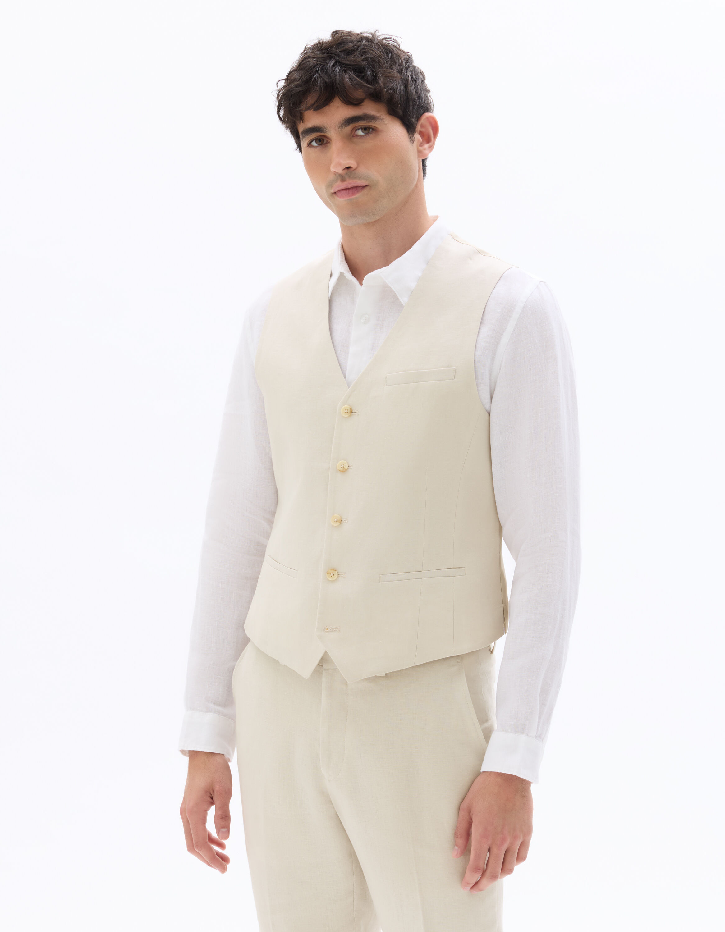 Gilet D'Été En Lin Pour Homme - Style Rétro Coupe Droite - Confort Respirant
