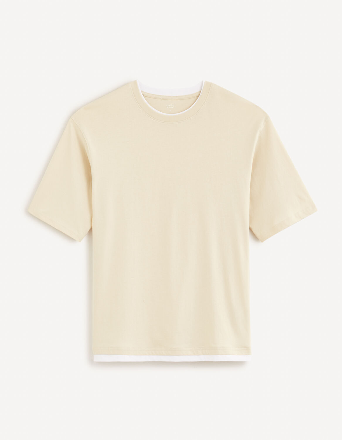 t-shirt col rond 100% coton - beige