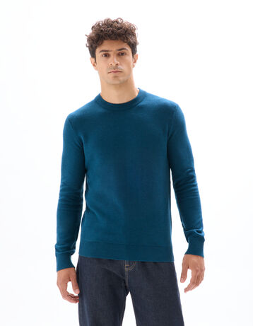 Pull Homme Celio En Laine Bleu Marine - Taille S - Occasion En Très Bon état