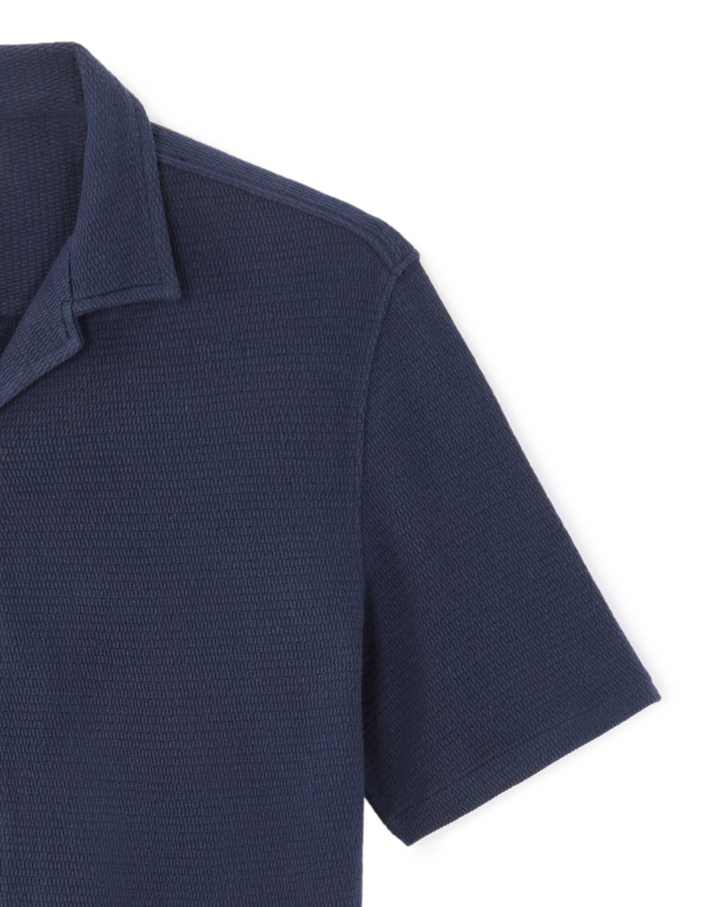 Regular Fit Textured Short-Sleeved Shirt - Navy | celio be normal