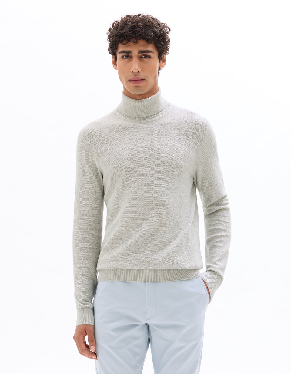 Pull Col Roulé Stottropp - Couleur Rouille/gris/blanc - Taille S - Occasion Très Bon état