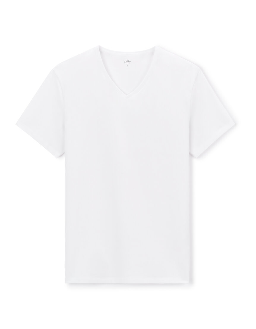 T-shirt slim col V stretch - blanc