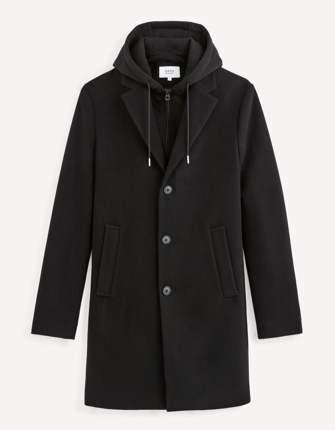 manteau à capuche amovible - noir