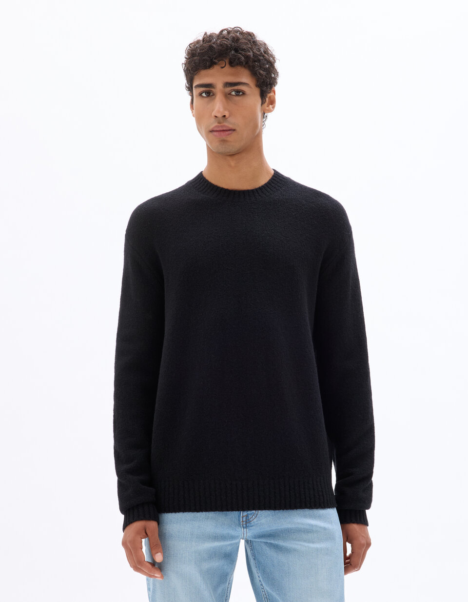 Pull Issey Miyake Homme Noir Col V En Laine Mélangée - Taille M - Occasion Très Bon état - Style Décontracté Chic