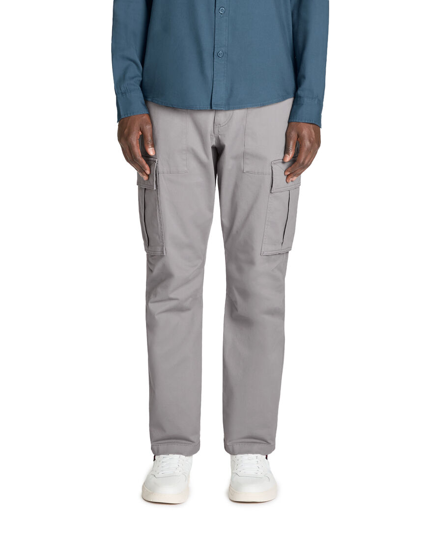Pantalon cargo pour femme - Pantalon droit à lacets - Taille haute - Jambe large - Pantalon décontracté, gris, S