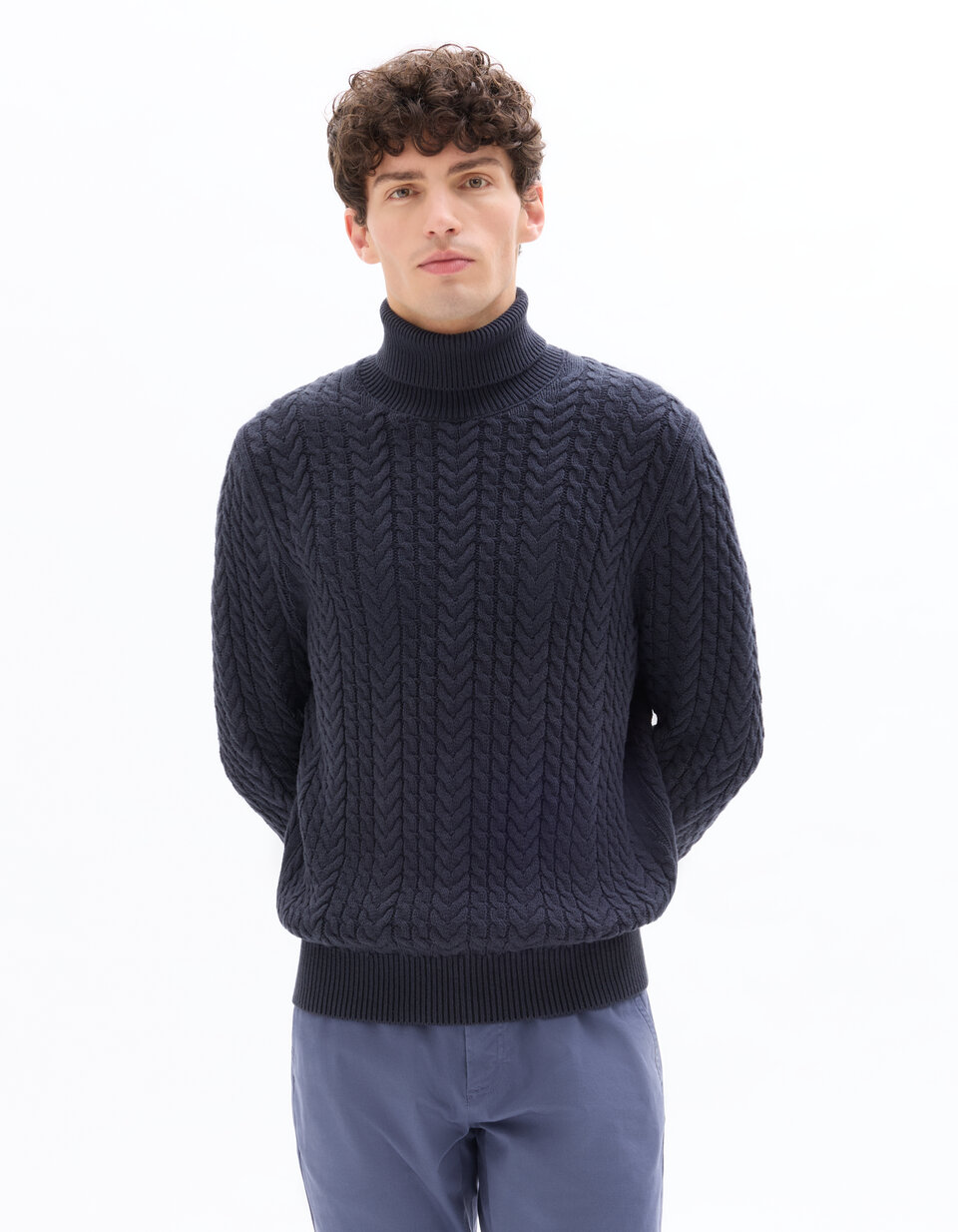 Pull épais à col roulé - noir | be camaïeu