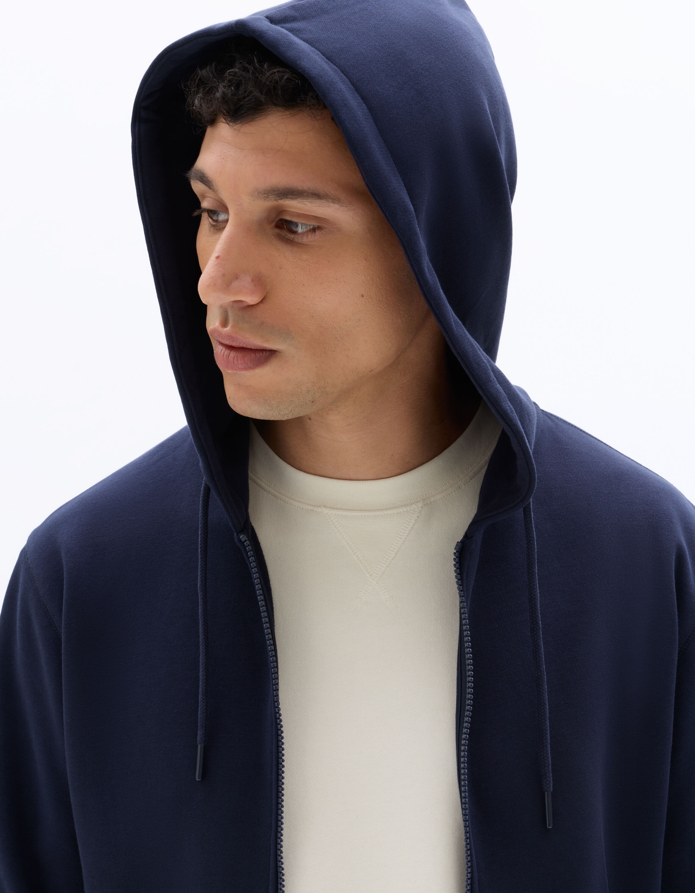 100% cotton zip-up hoodie - navy | celio be normal