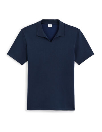 Polo regular col cubain en coton mélangé - marine