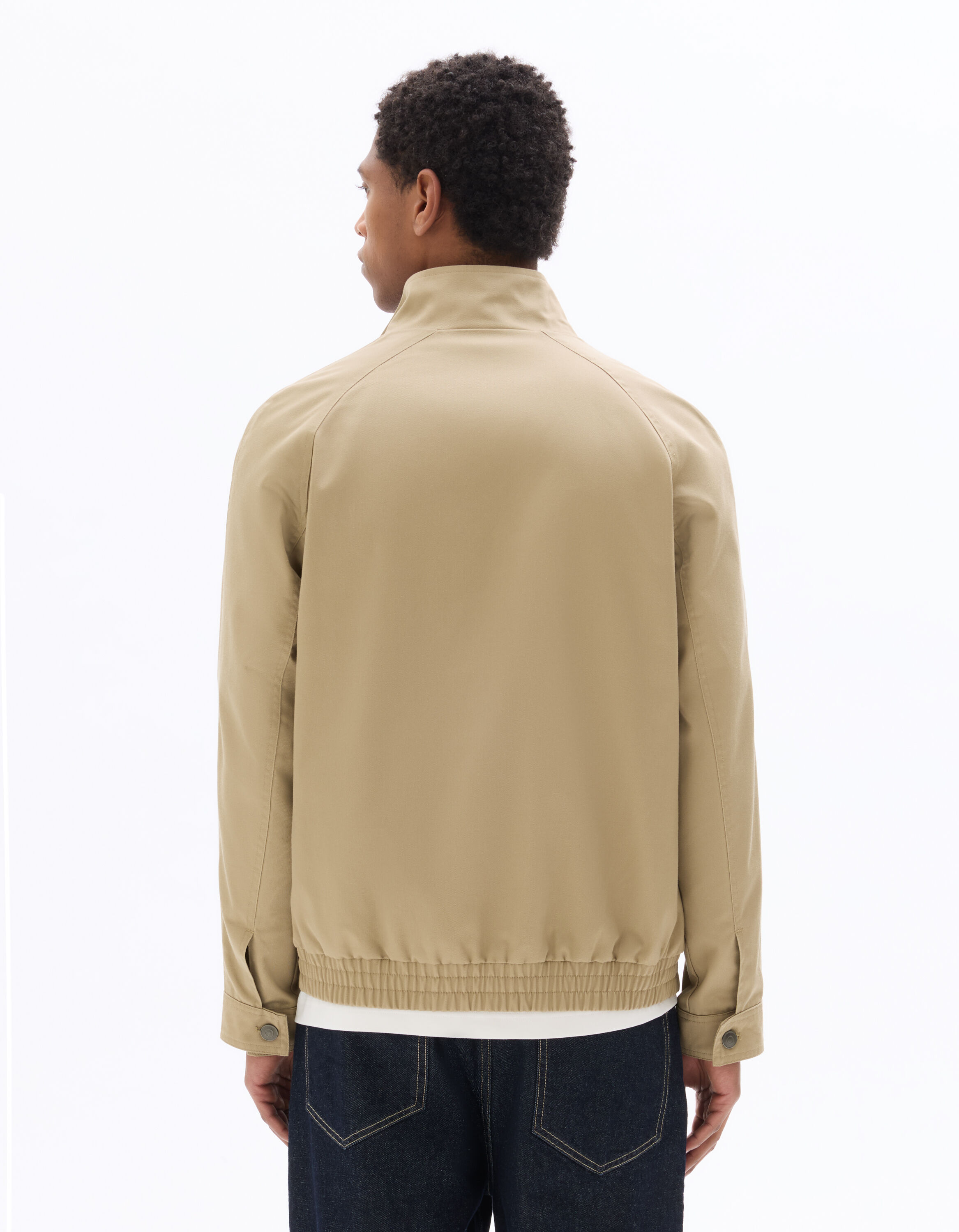 Beige Zip-Up Stand-Up Collar Jacket | celio be normal