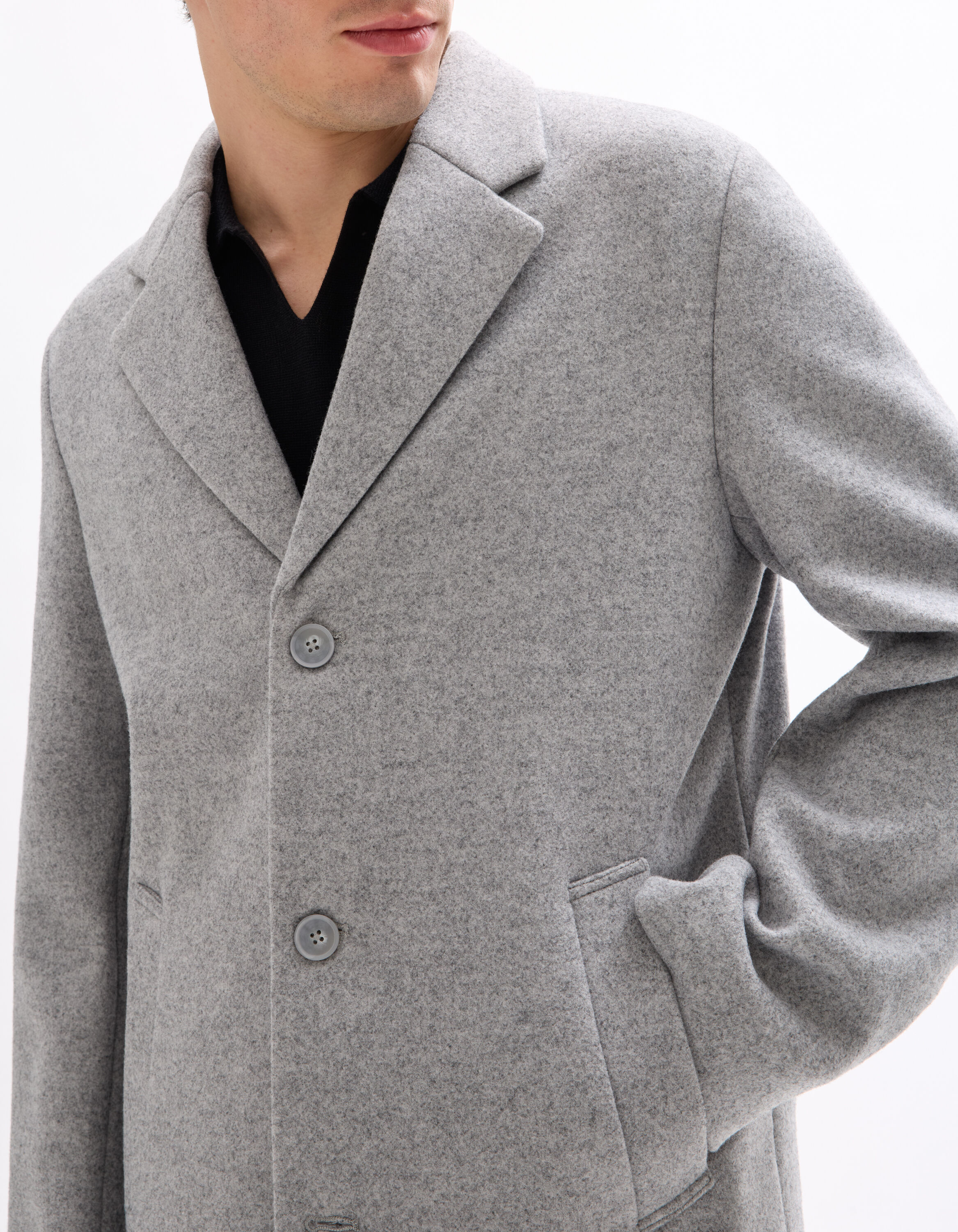 ジャケット・アウター epine Volume Wool Tailored Coat Gray Woolness unlined wool blend coat - grey | celio be normal