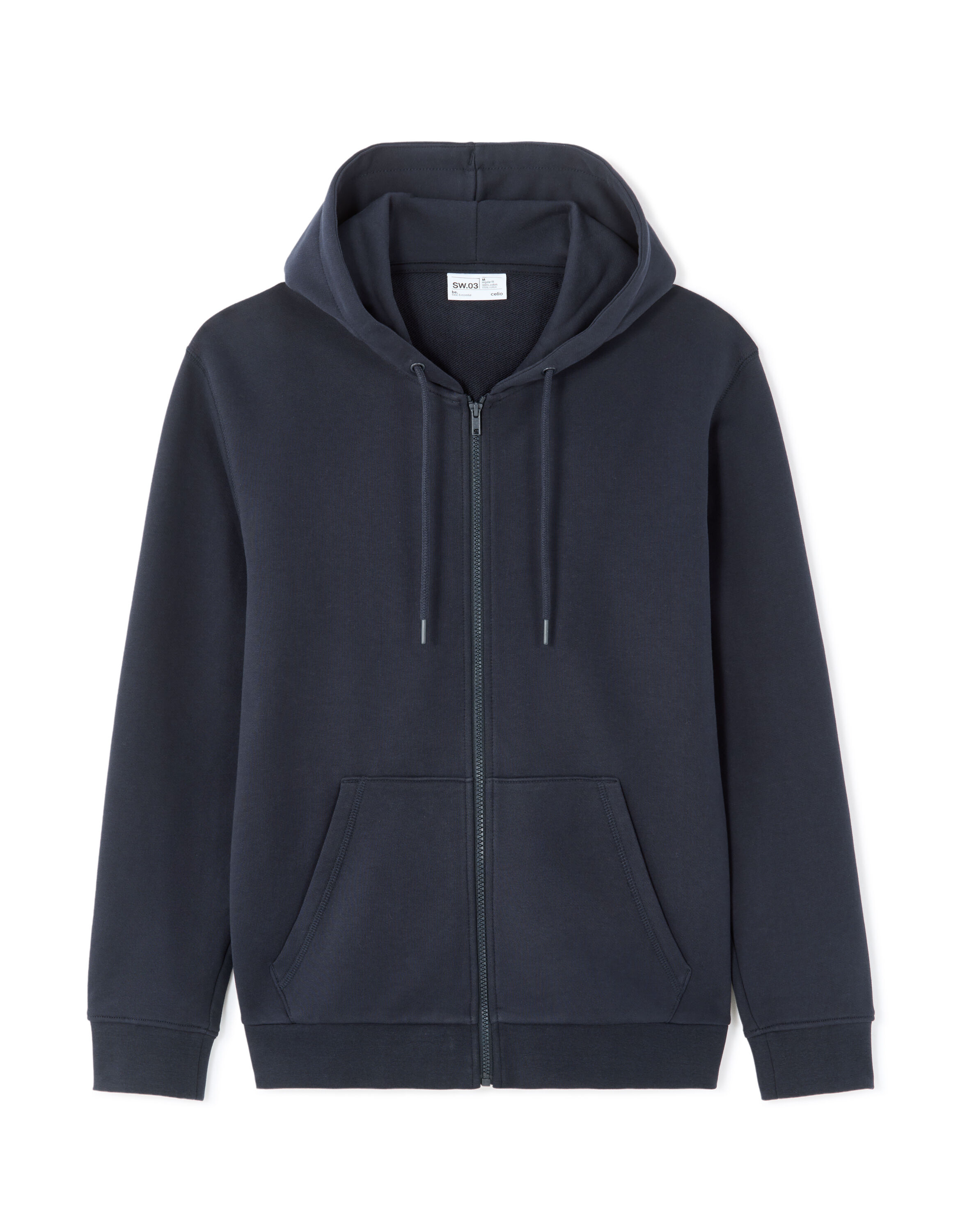 100% cotton zip-up hoodie - navy | celio be normal