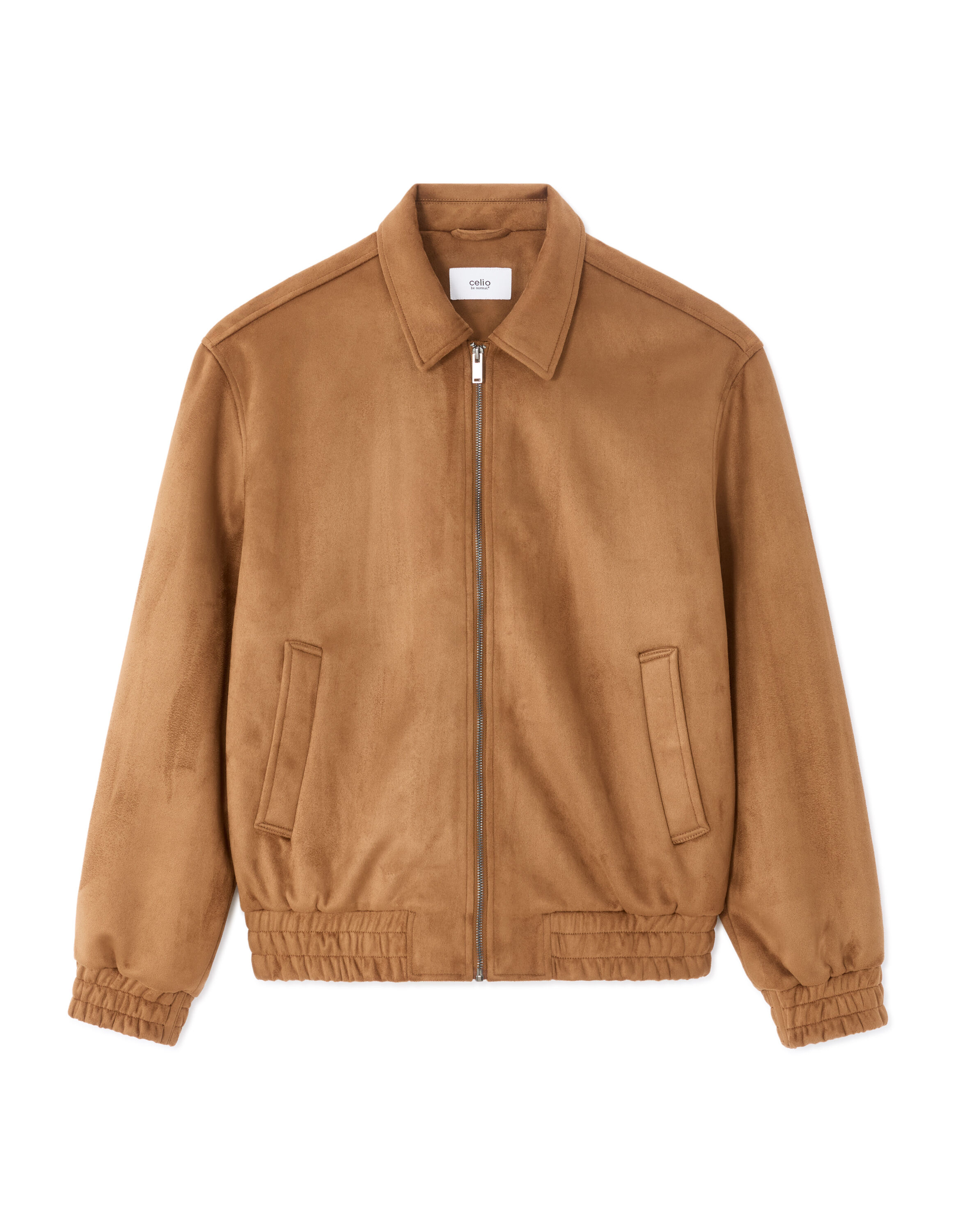 Camel Faux Suede Shirt Collar Jacket | celio be normal