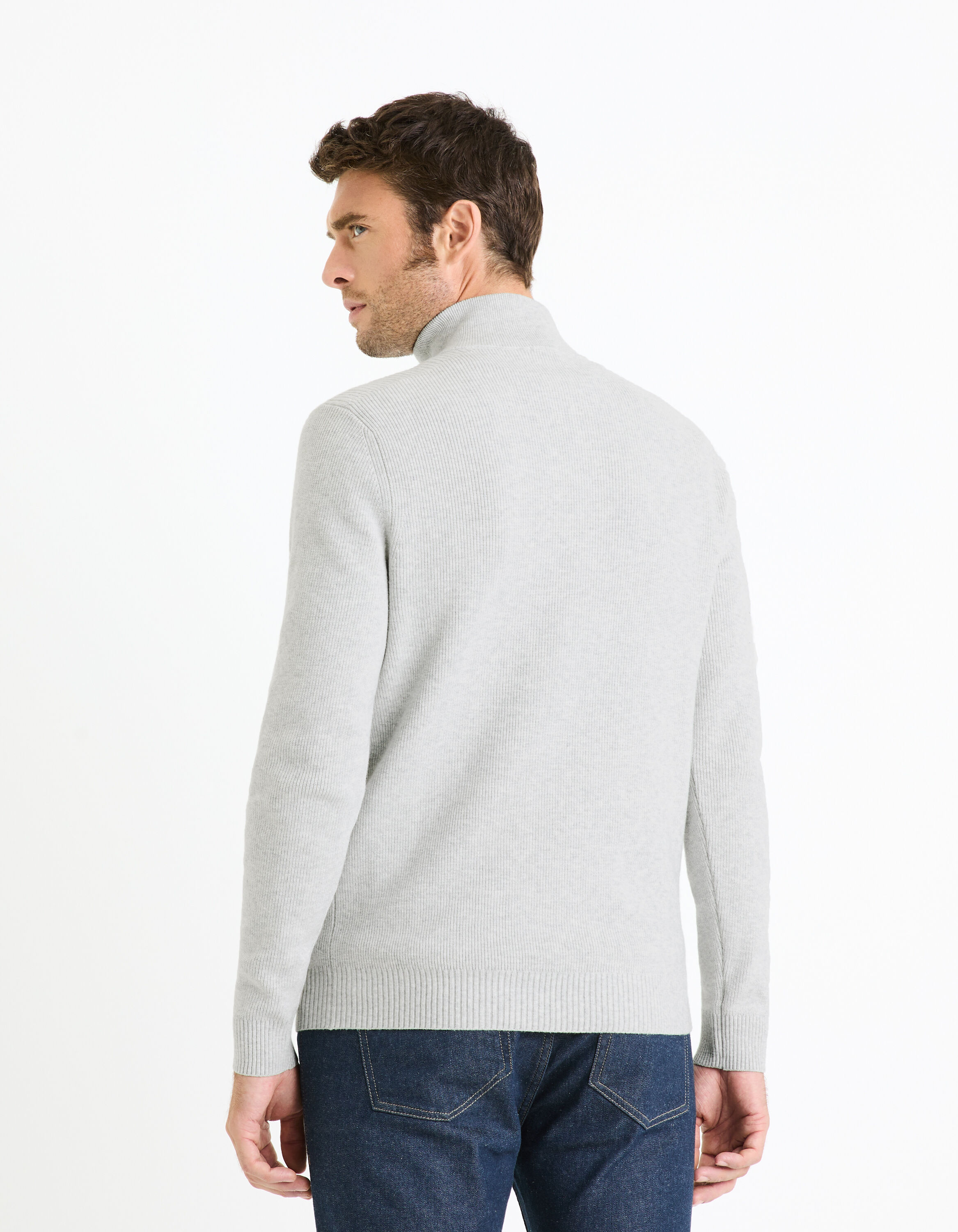 Pull camionneur zippé gris foncé homme