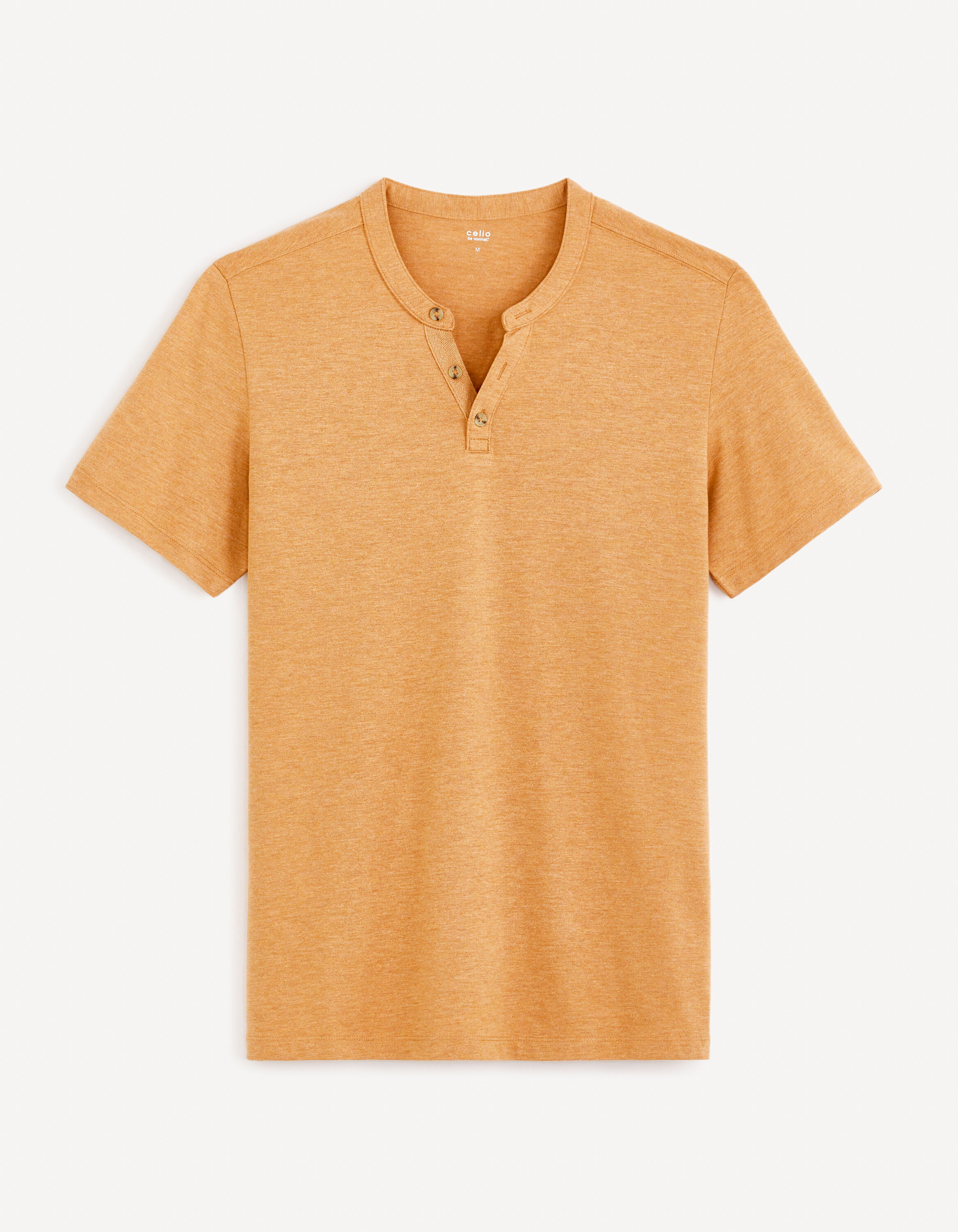 t-shirt-col-henley-coton-m-lang-jaune-celio-be-normal