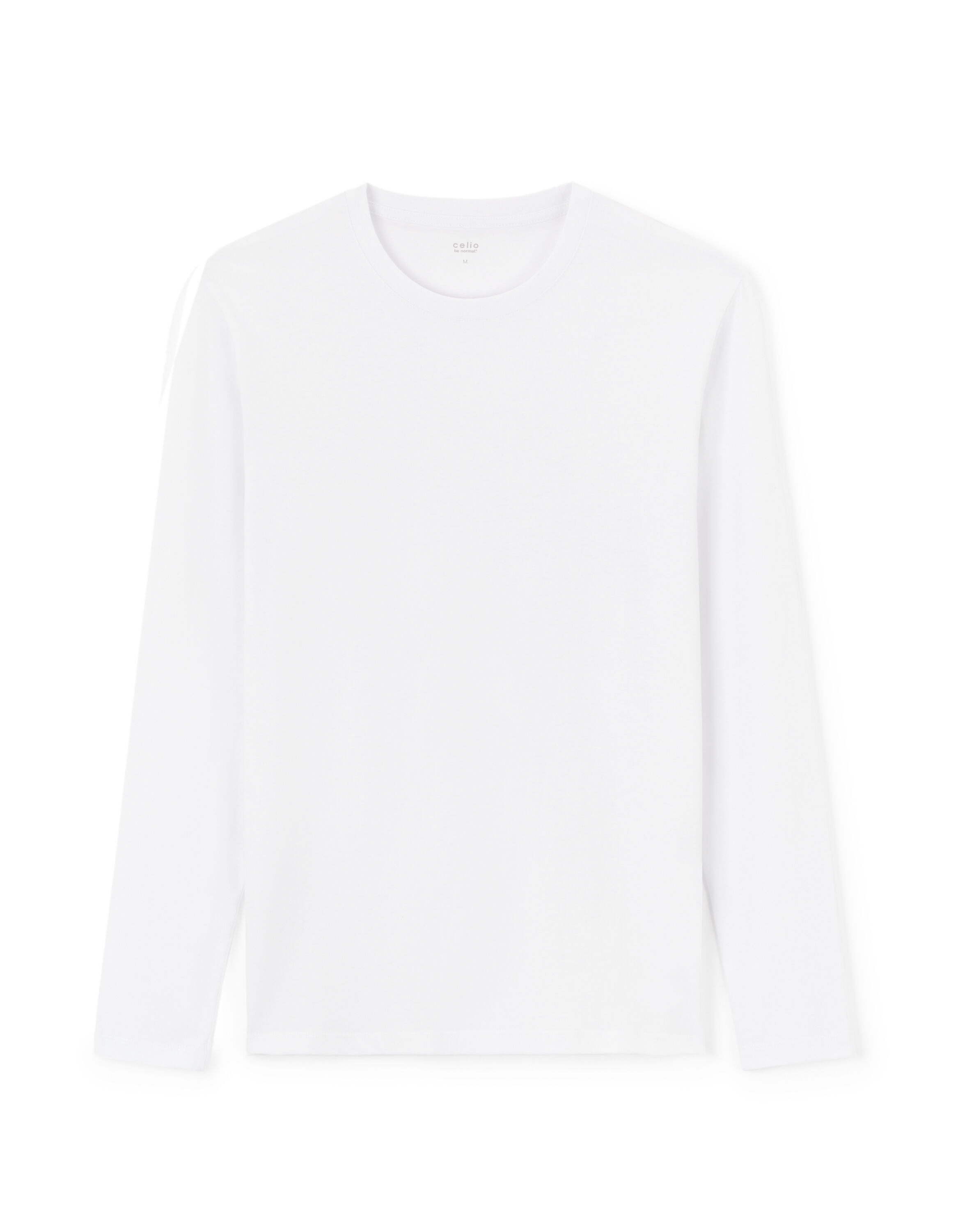 T-shirt Manches Longues Célio Homme - Taille L - Blanc - Imprimé - Occasion Très Bon état