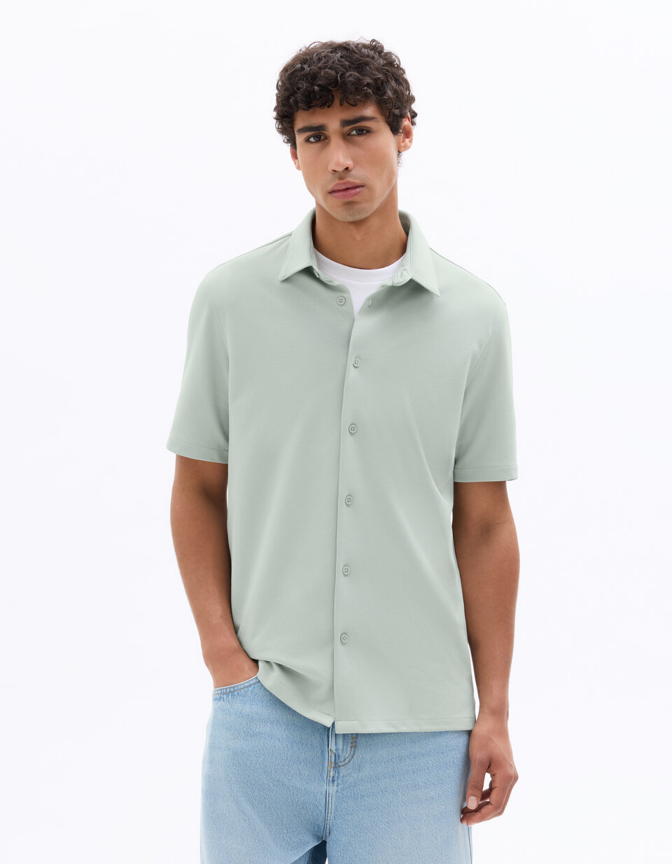 Regular fit jersey shirt - sage green | celio be normal Regular fit jersey shirt - sage green | celio be normal