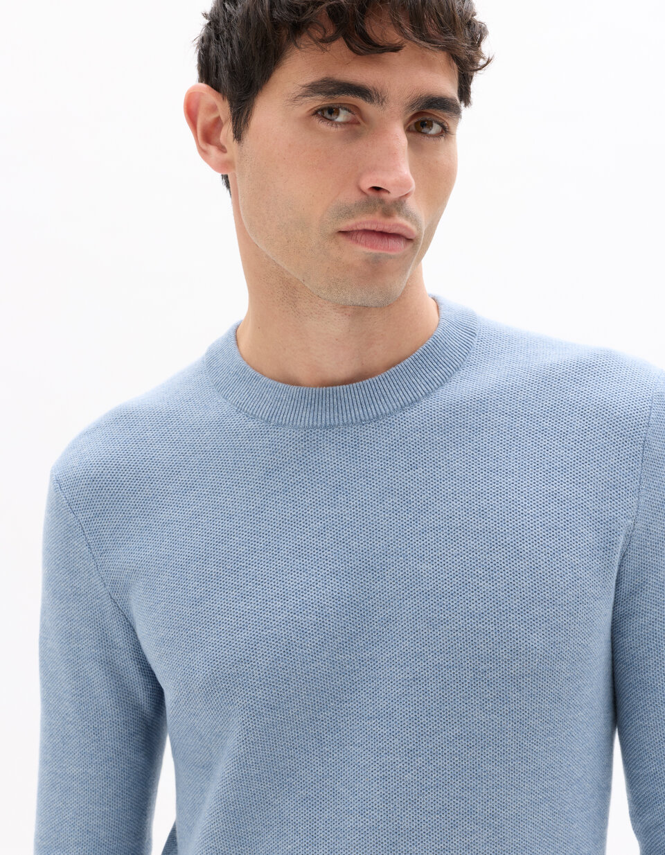 Pull uni col rond en 100% cachemire BLEU FONCE pour enfant PREMIUM