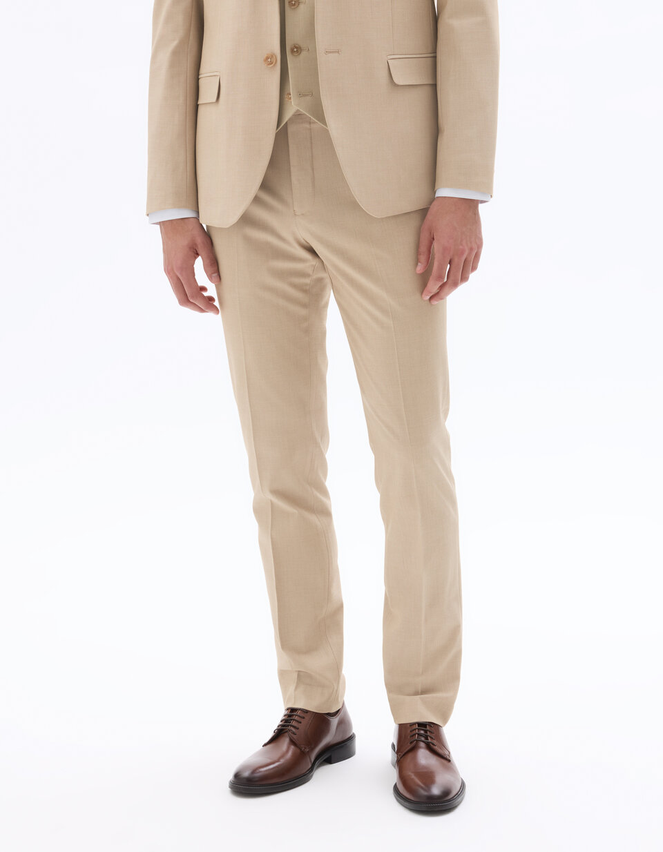 beige and navy dress Drawstring Wool-Blend Trousers Made in Italy main image 0
