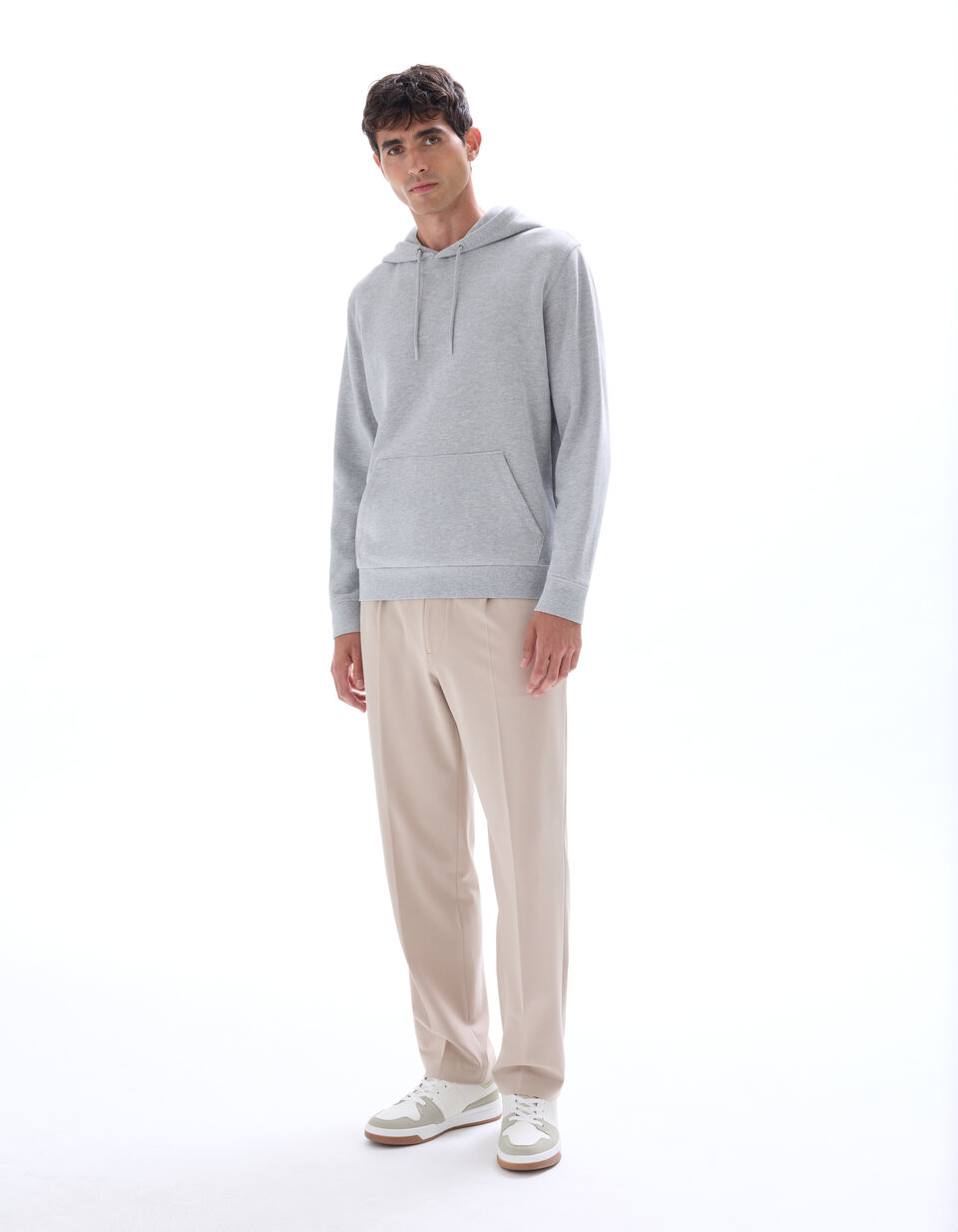 Sweat regular à capuche en coton mélangé - gris Sweat regular à capuche en coton mélangé - gris