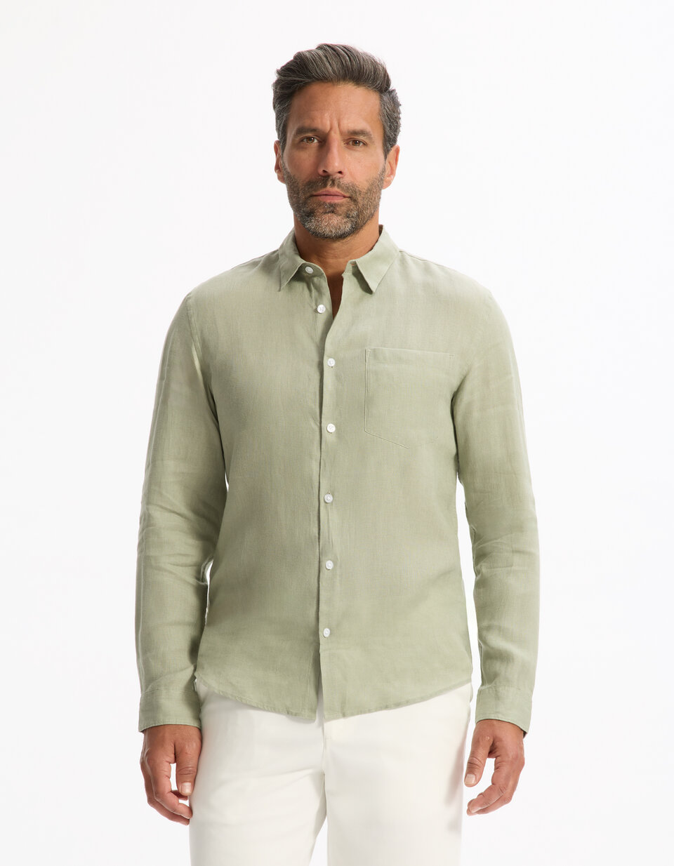 Lin Vert Sauge Sur Chemise Verte Chemise Verte Chemise En Pur Lin
