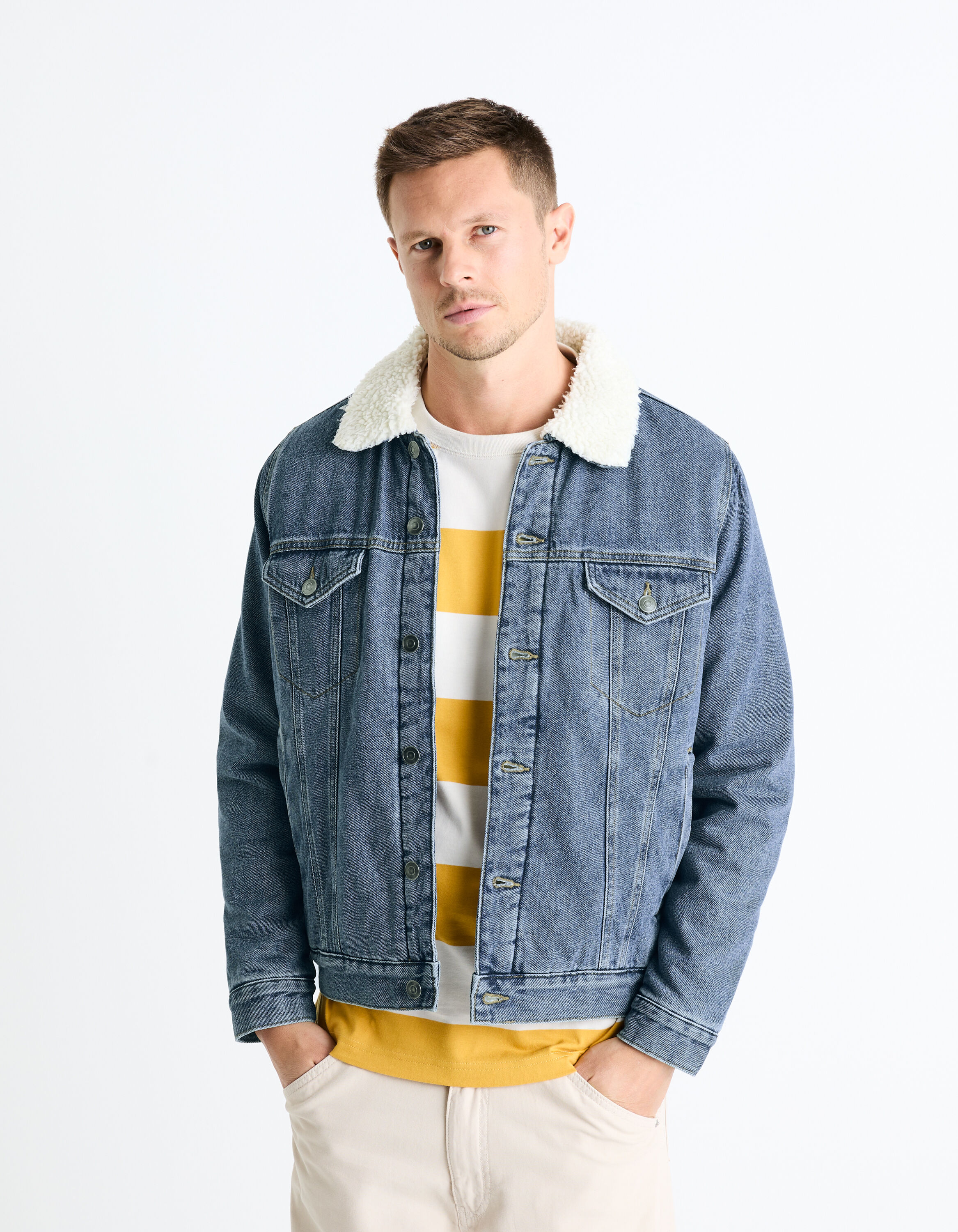 Veste en sales jean doublée sherpa