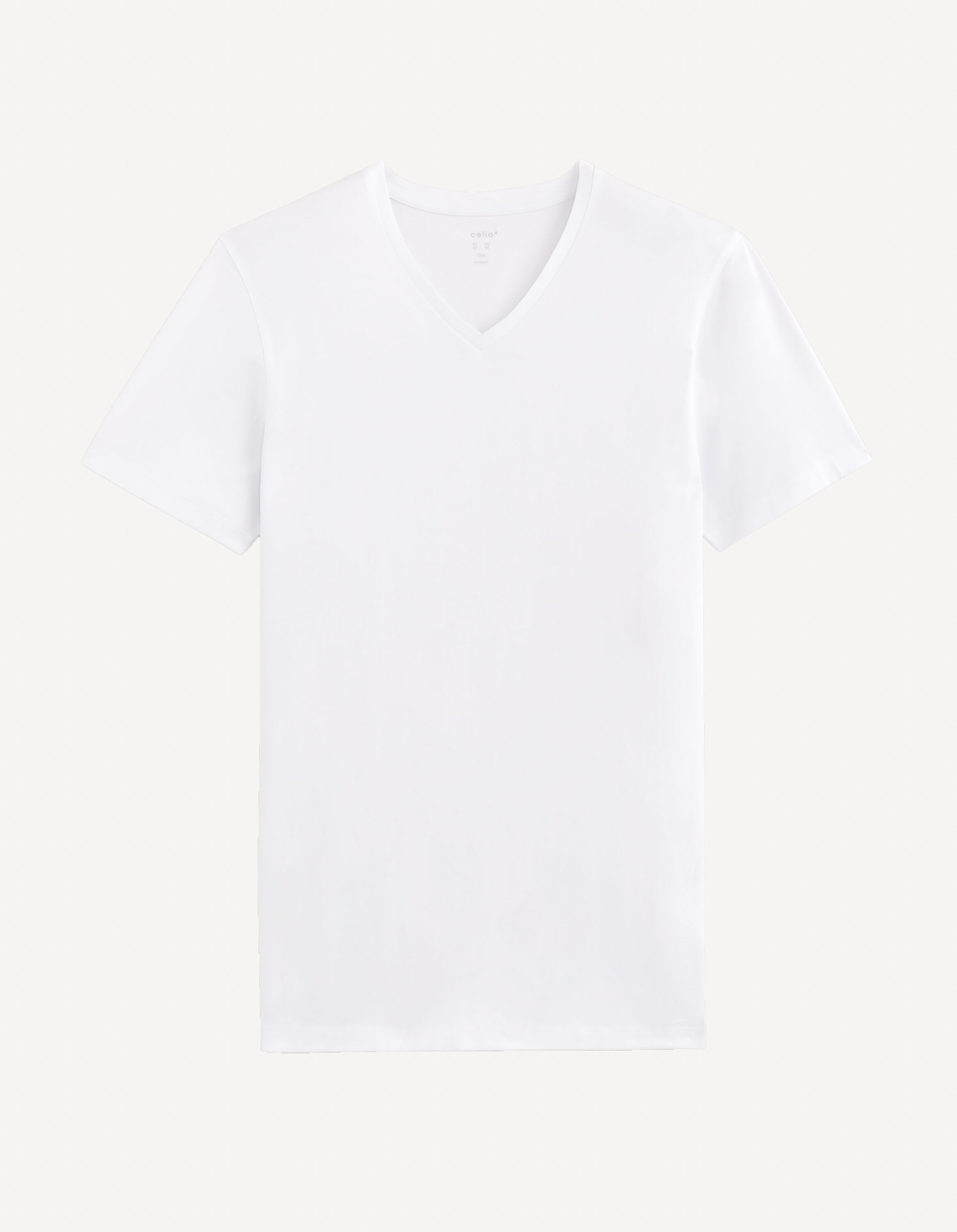 T-shirt col V coton stretch - blanc