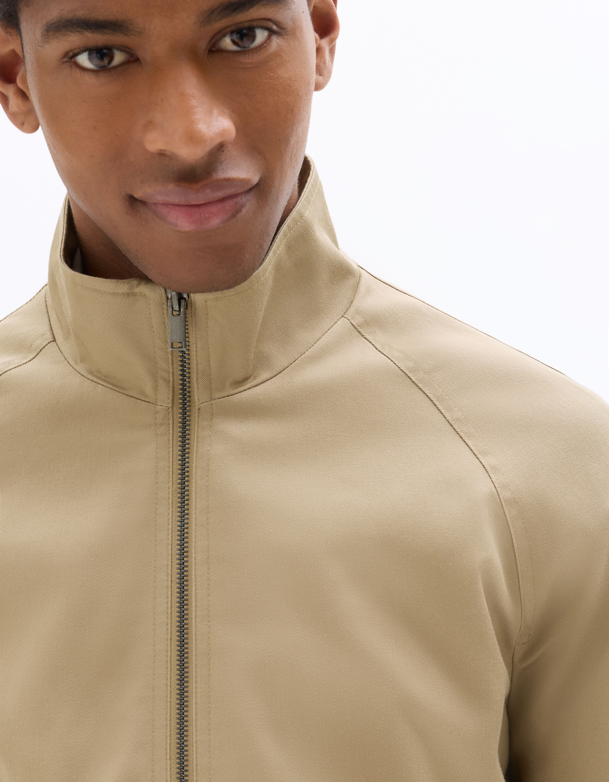 Beige Zip-Up Stand-Up Collar Jacket | celio be normal