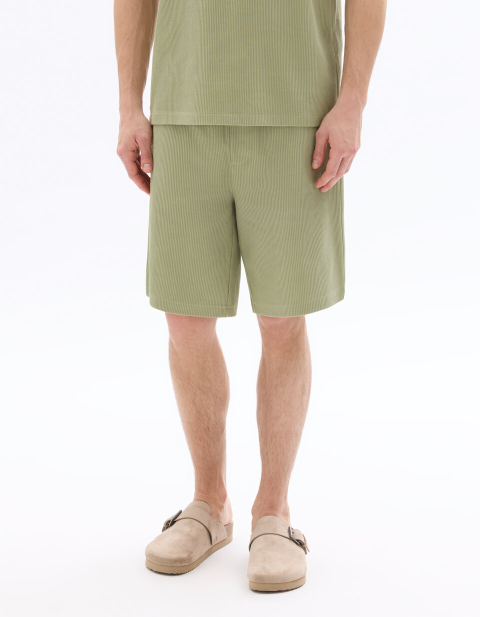 bermuda-regular-en-maille-c-tel-100-coton-vert-celio