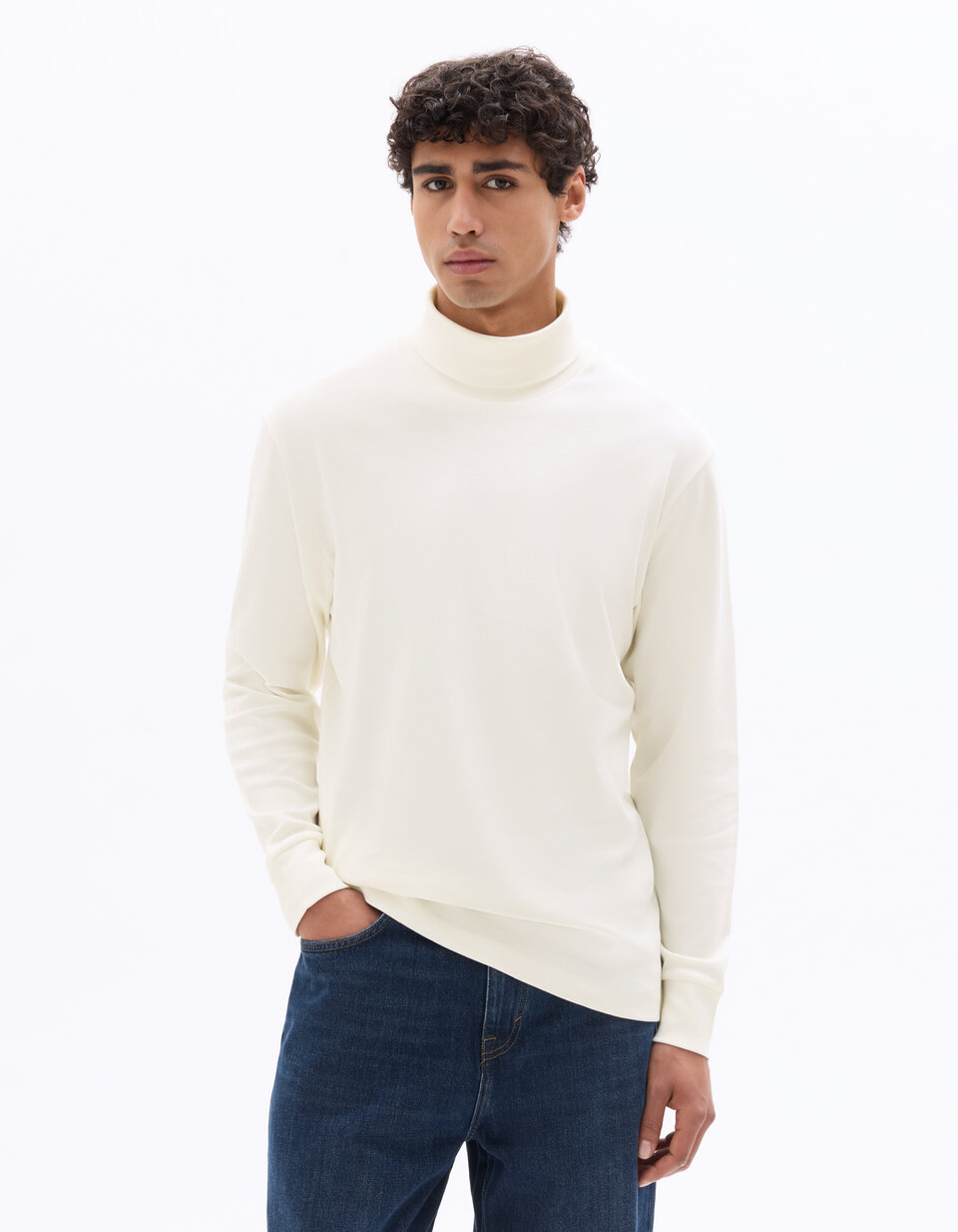 Brandsseller T-Shirt De Ski Pour Homme - 100% Coton, Manches Longues, Col Roulé