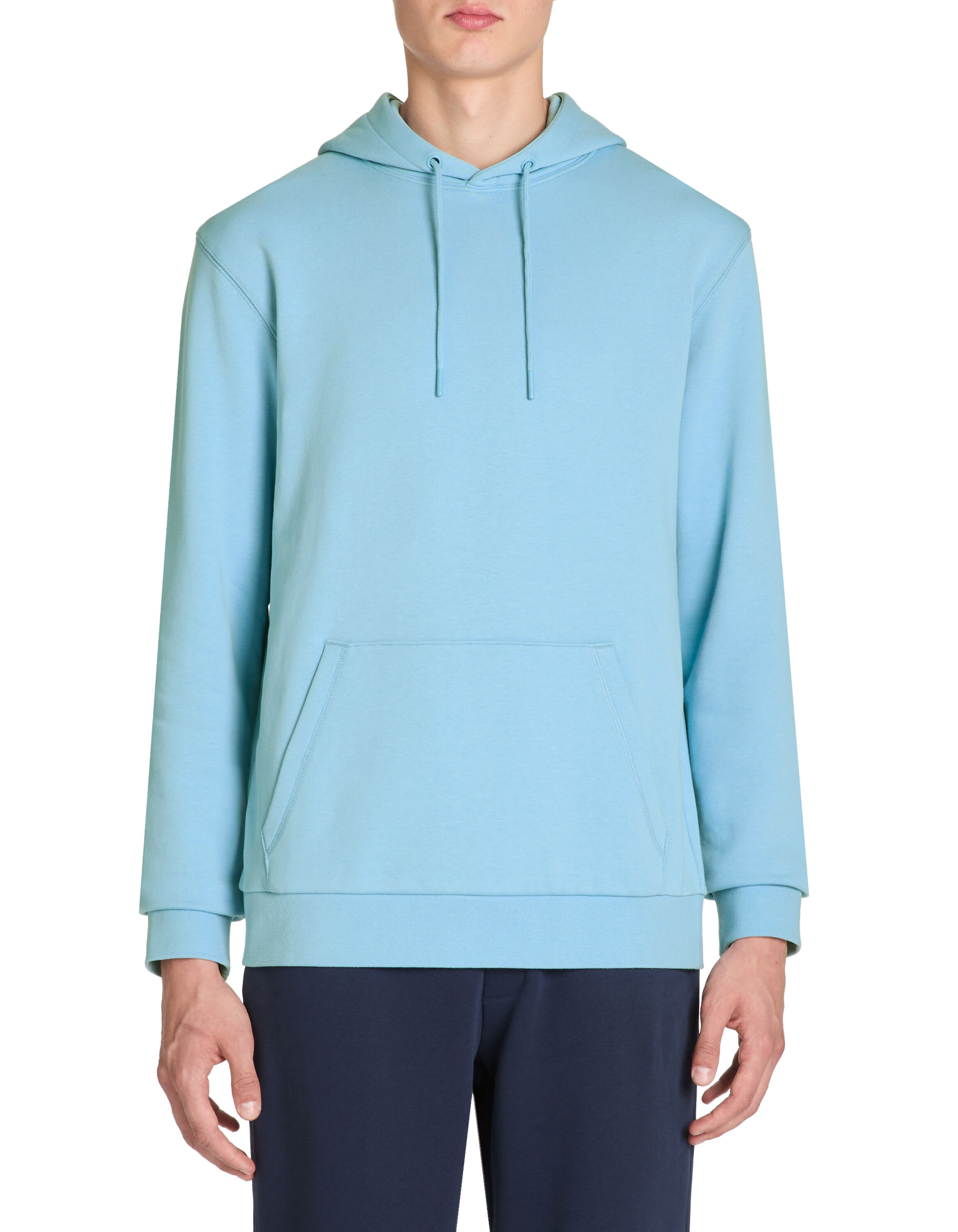 Sweat capuche fixe coton bleu clair celio be normal