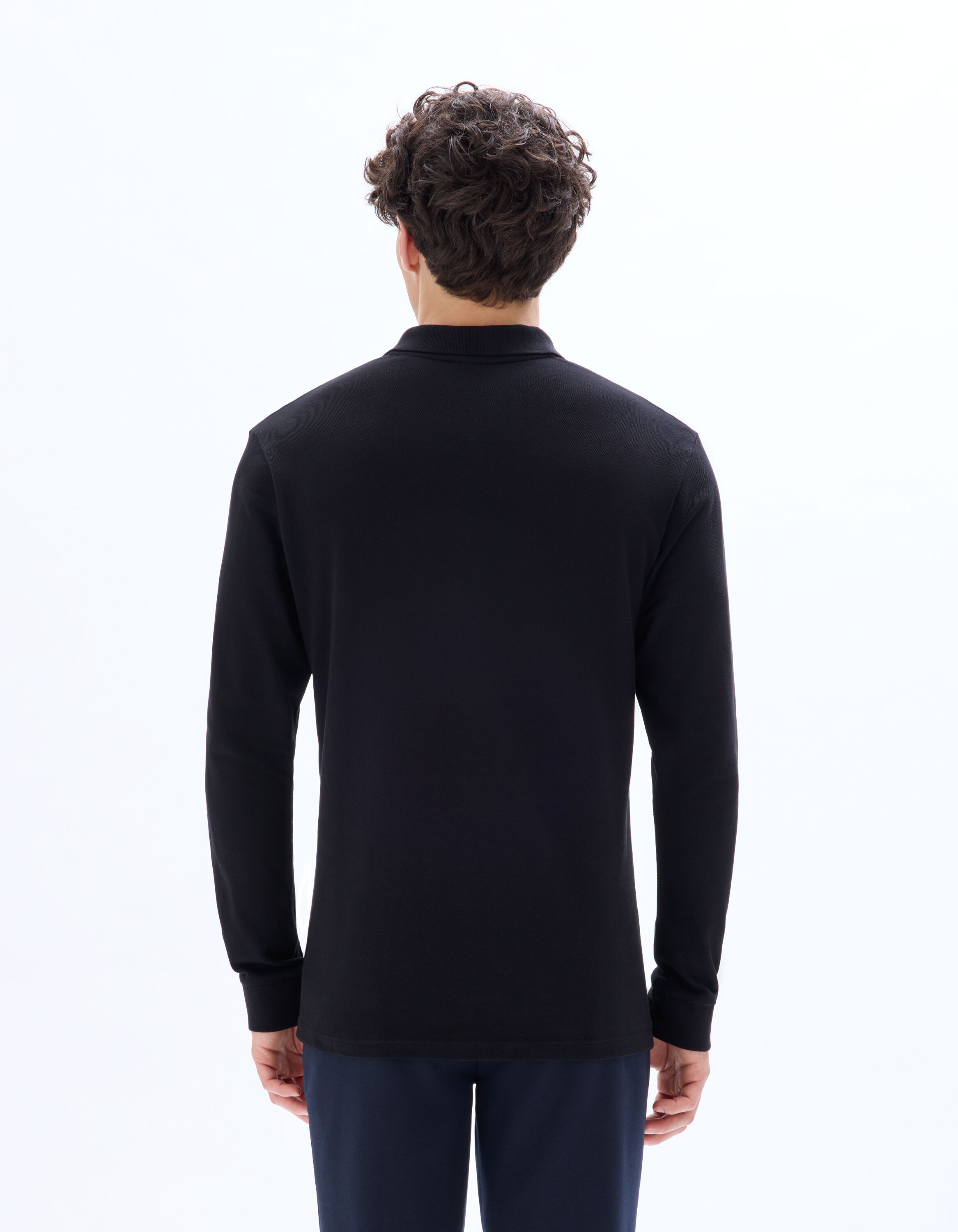 Polo regular piqué 100% coton manches longues noir celio be normal