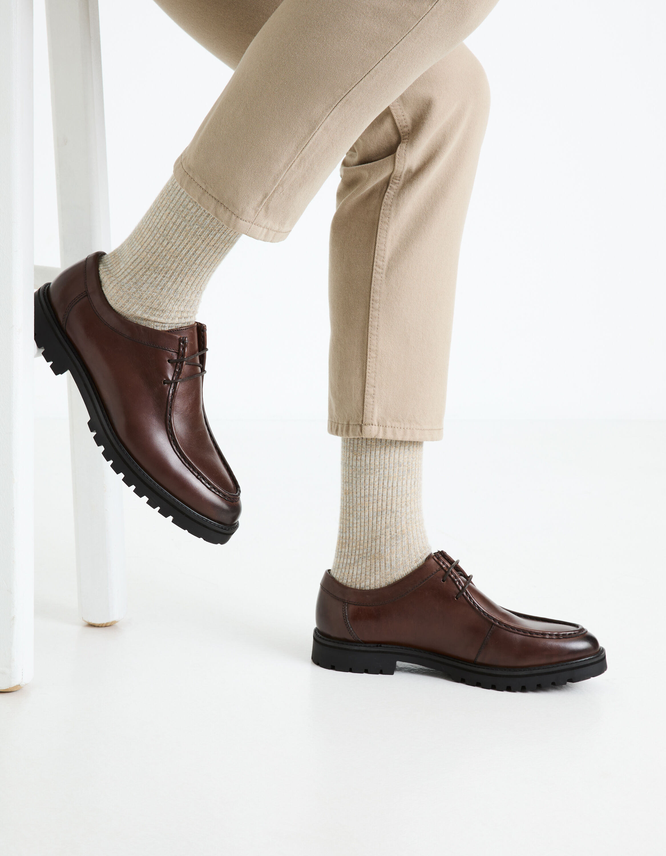 Derbies 100 cuir marron celio be normal