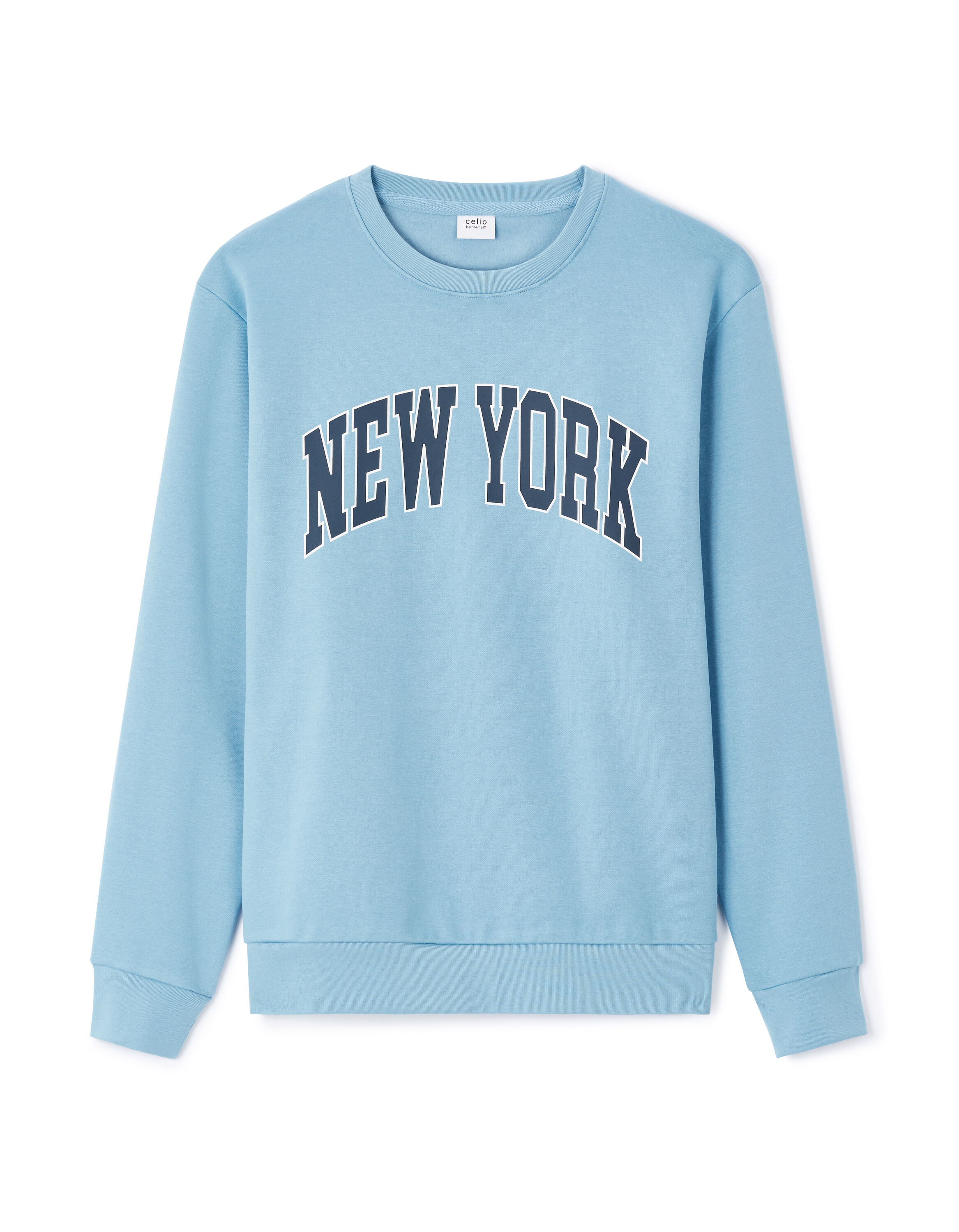 Sweat col rond en coton melange bleu clair celio be normal