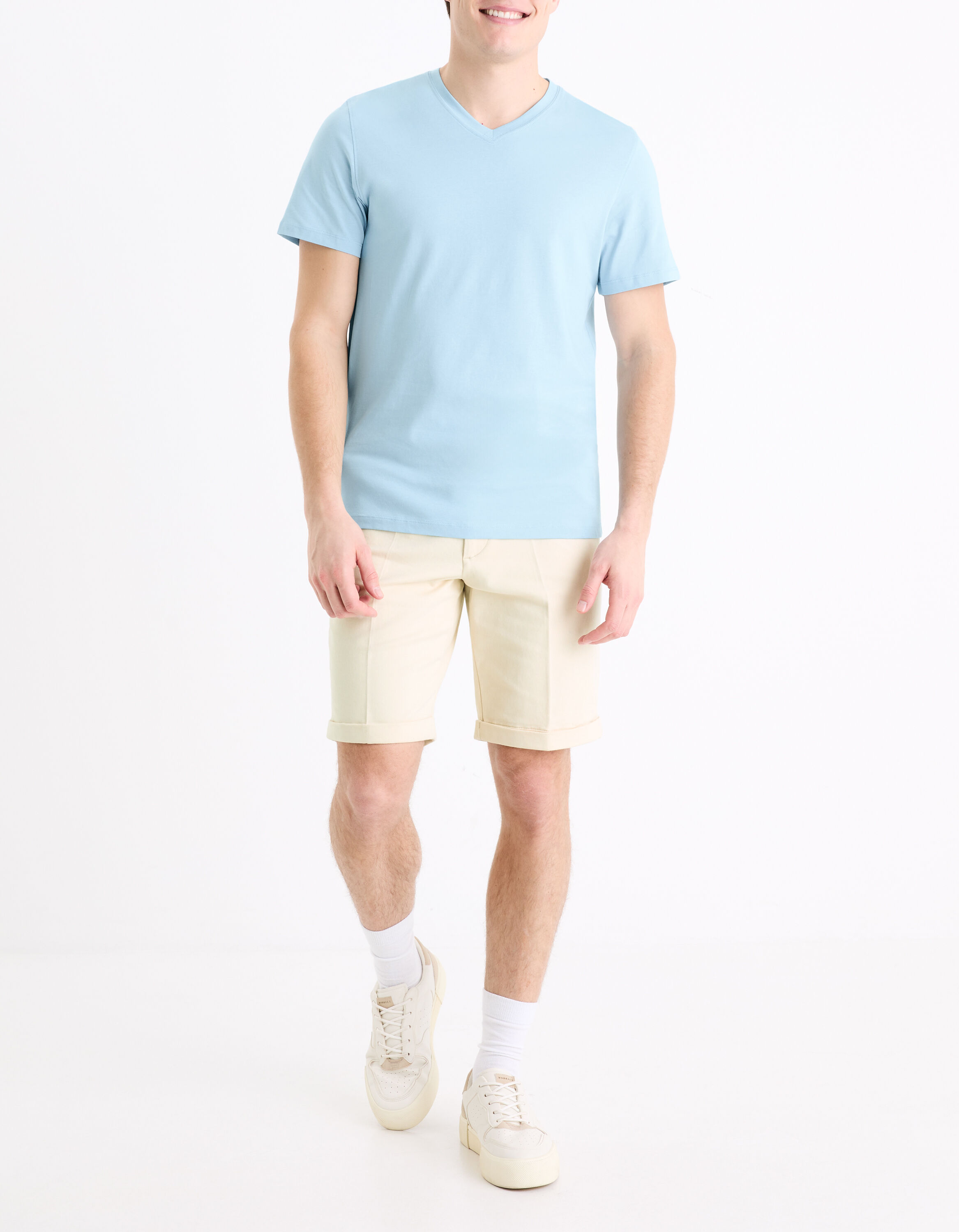 T-shirt Homme Pod Bleu Col V, Coton Taille S - Occasion Très Bon état