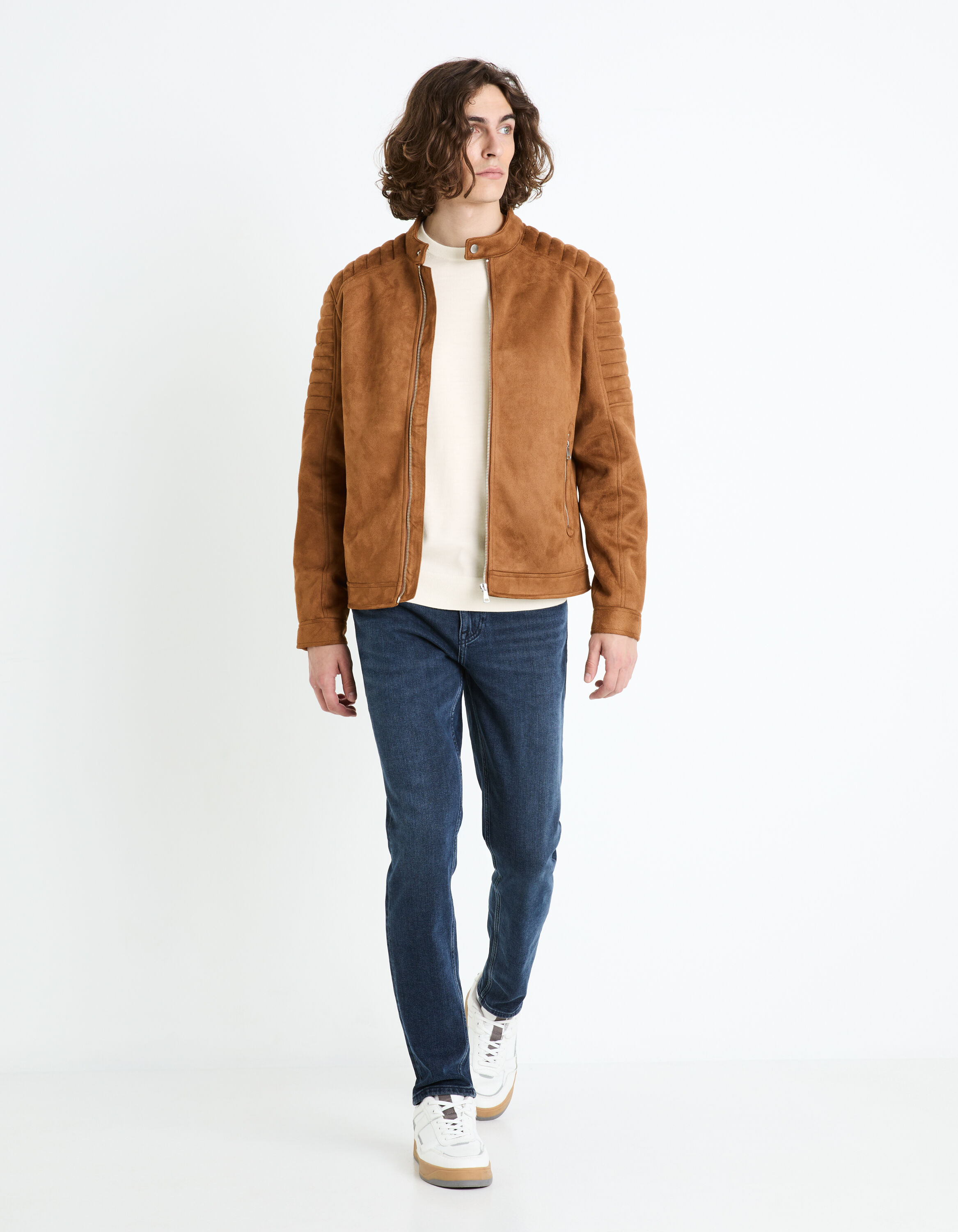 Pull col rond 100 laine m rinos beige celio be normal