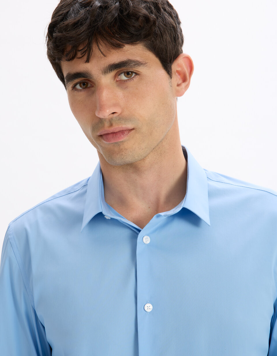 Topman - Chemise en satin à manches courtes - Bleu moyen
