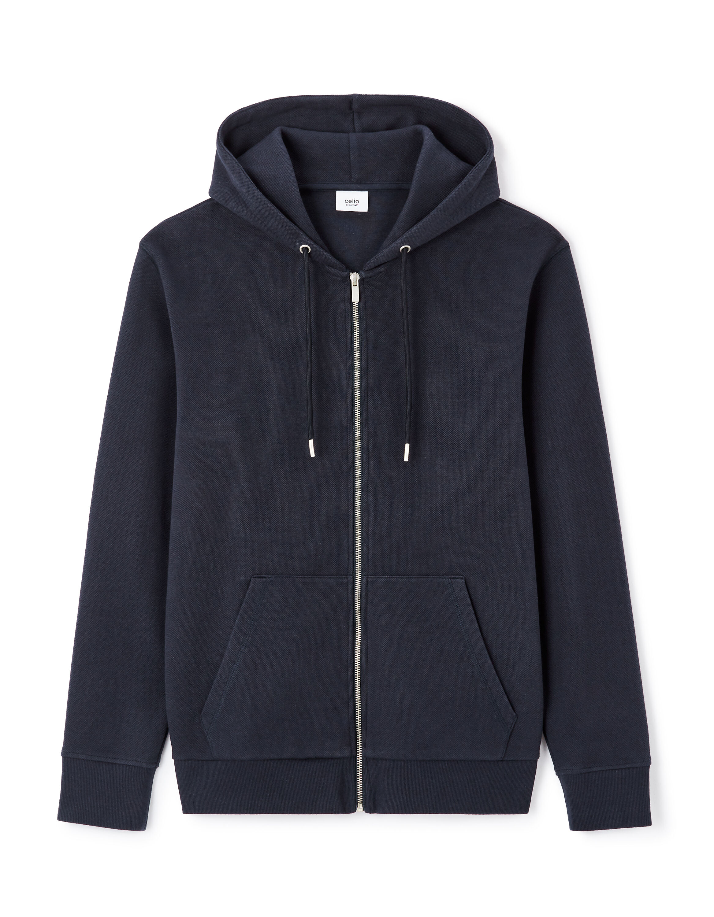 Regular fit zip-up hoodie in piqué fabric - black | celio be normal