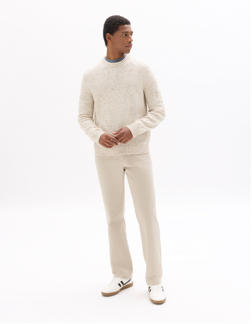 Pull en maille de laine mélangée à col roulé Gris