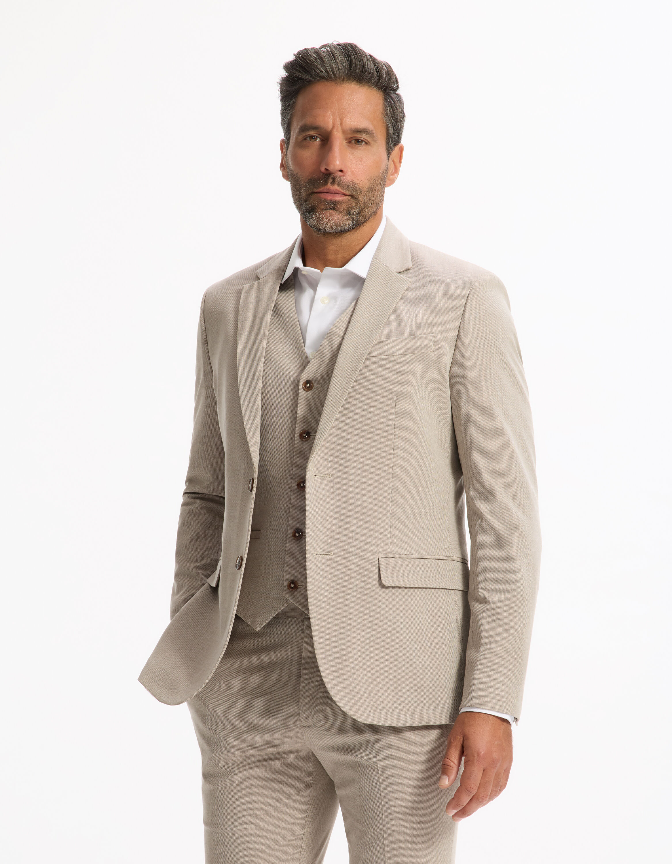 Veste de costume slim stretch beige celio be normal