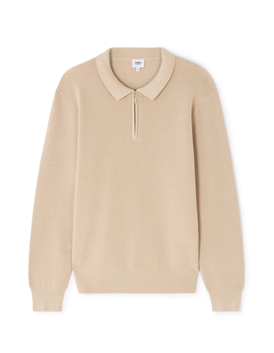 Pull col rond gaufré uni - Blanc - Homme - 20.00