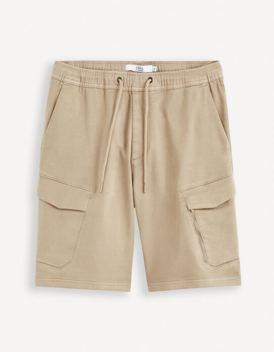 J. Short de plage homme Crew 31 bleu lin-coton plat devant 9 tissé