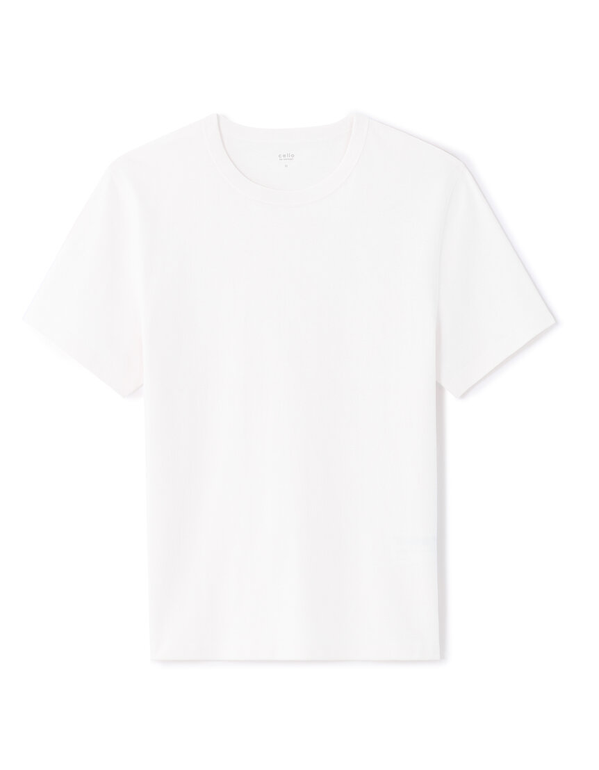 T-shirt boxy col rond - blanc