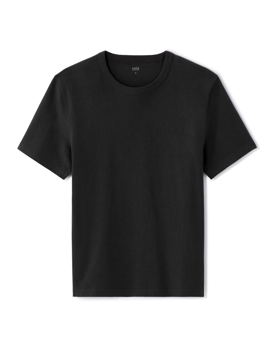 T-shirt boxy col rond epais - noir