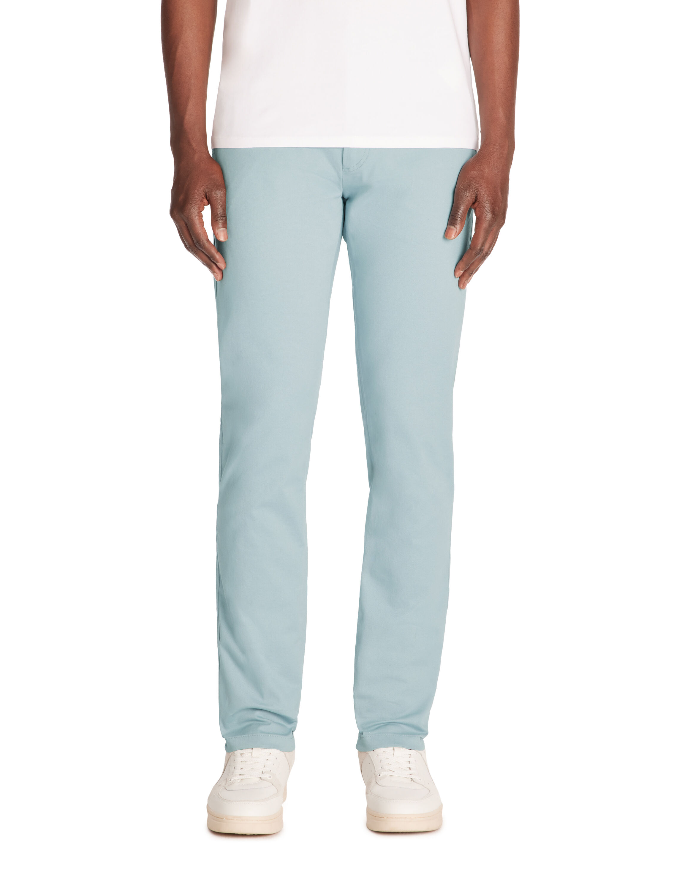 Pantalon chino slim en coton stretch bleu clair celio be normal