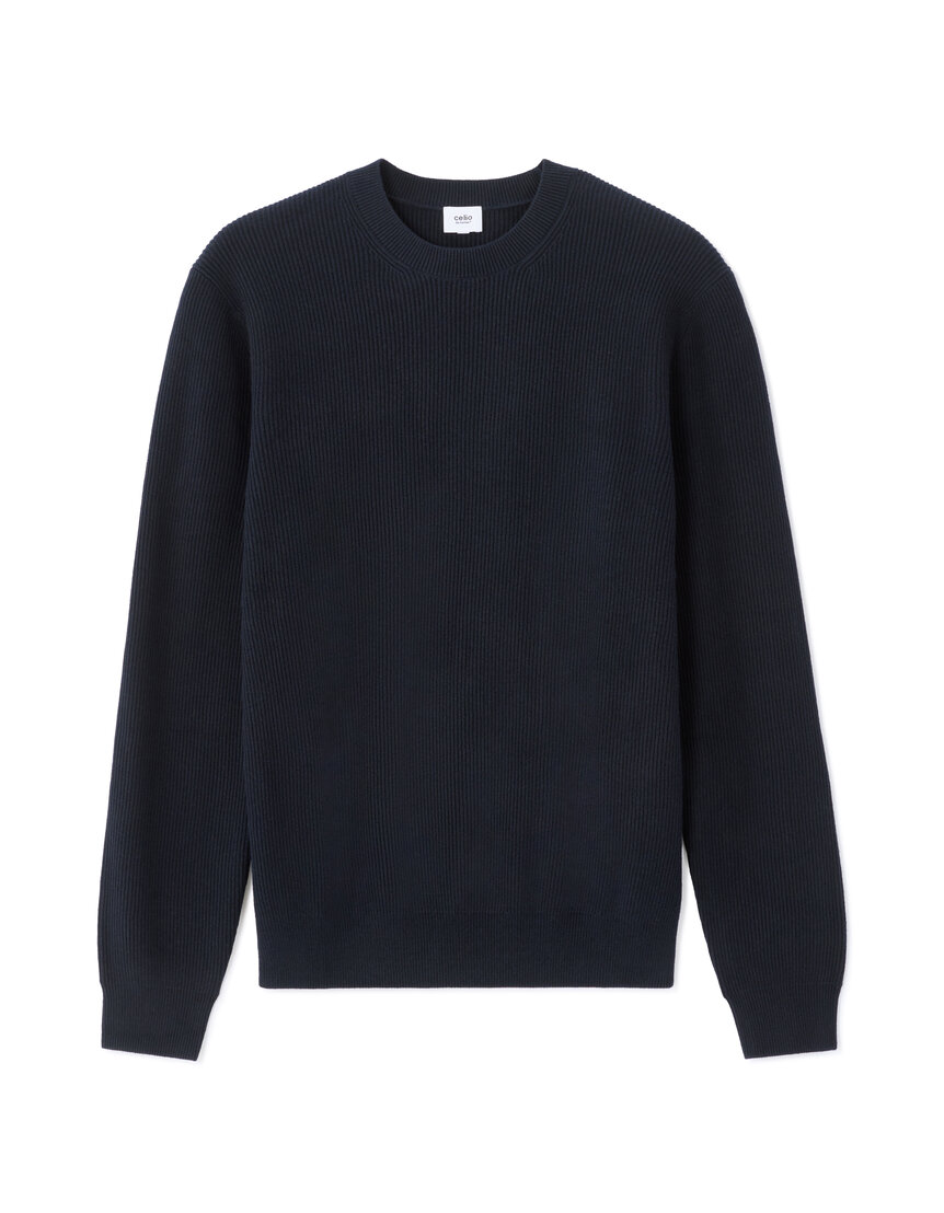 Pull CELIO Marine, Neuf Avec étiquettes, Style Basique Et Confortable – Couleur Marine Intemporelle